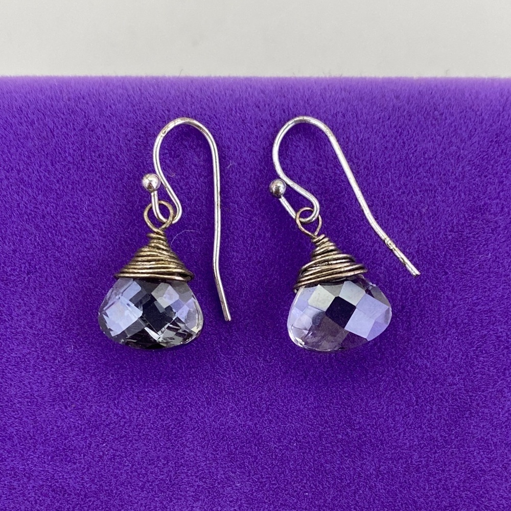 💛 Handmade 925 Wire Wrap Smoky Quartz Drop Earrings | Boho Luxury